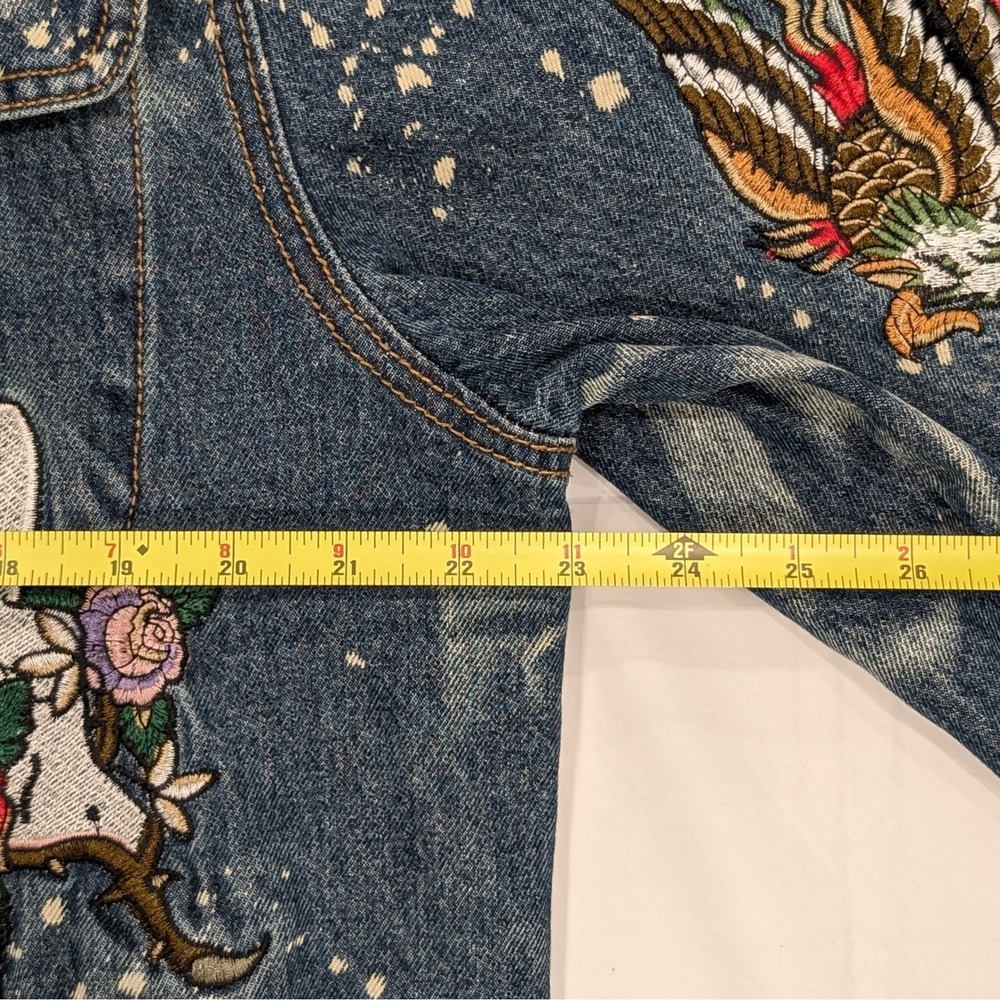 Reason Denim Sherpa Trucker Jacket L Death Before Dishonor Embroidery Distressed - Picture 7 of 14